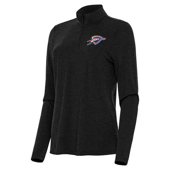 Women's Antigua Heather Black Oklahoma City Thunder Bright Quarter-Zip Top
