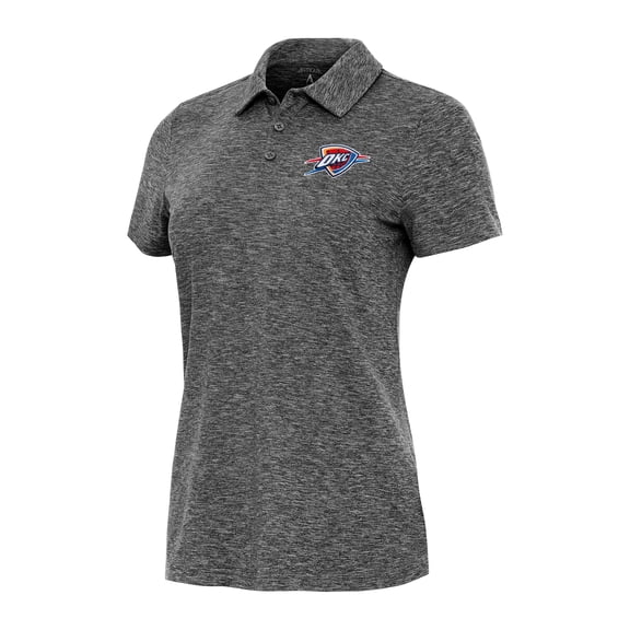Women's Antigua Heather Black Oklahoma City Thunder Matter Polo