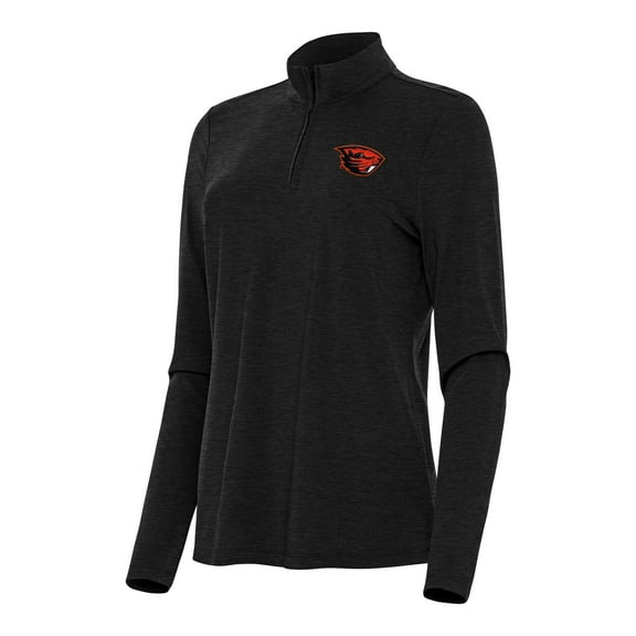 Women's Antigua Heather Black Oregon State Beavers Bright Quarter-Zip Top