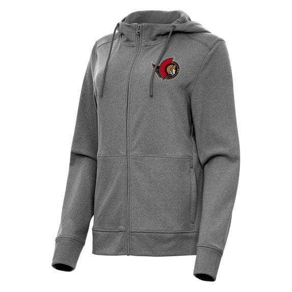 Women's Antigua Heather Black Ottawa Senators Seeker Full-Zip Hoodie