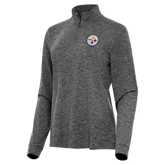 Women's Antigua  Heather Black Pittsburgh Steelers Mentor Quarter-Zip Jacket