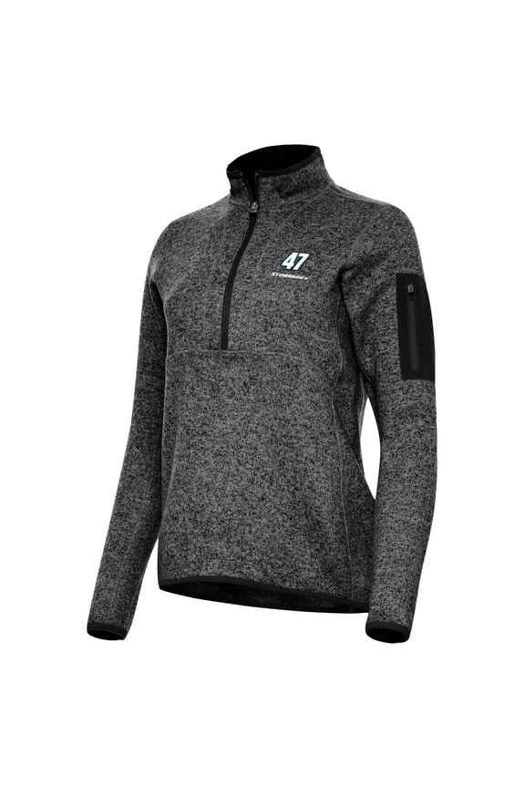 Women's Antigua Heather Black Ricky Stenhouse Jr. Fortune Half-Zip Pullover Jacket