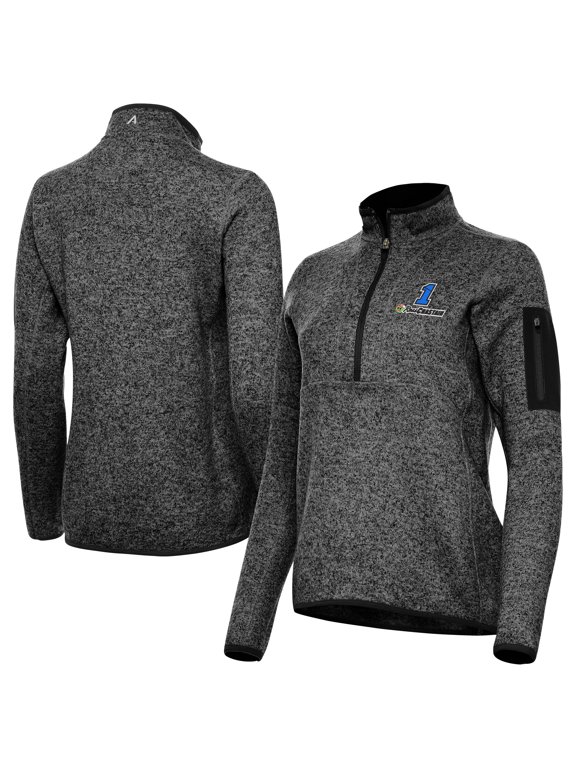 Women's Antigua Heather Black Ross Chastain Fortune Half-Zip Jacket