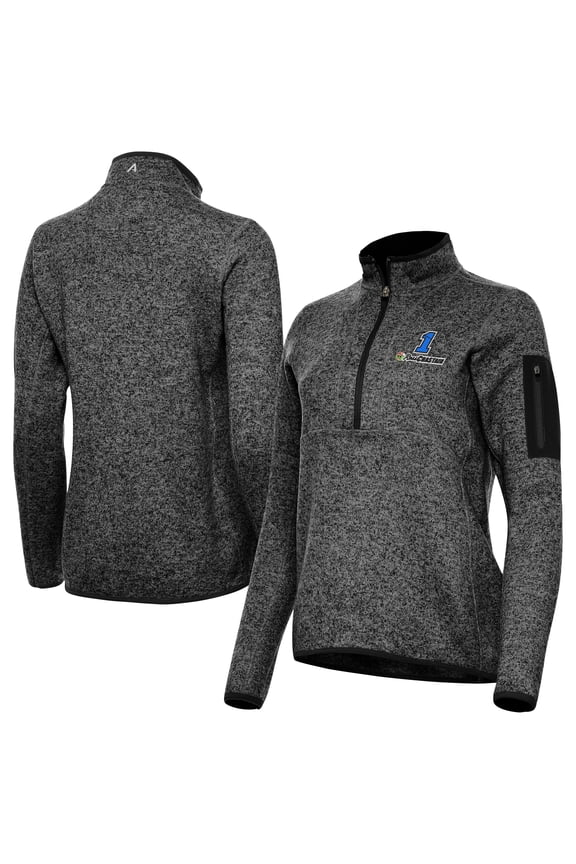 Women's Antigua Heather Black Ross Chastain Fortune Half-Zip Jacket