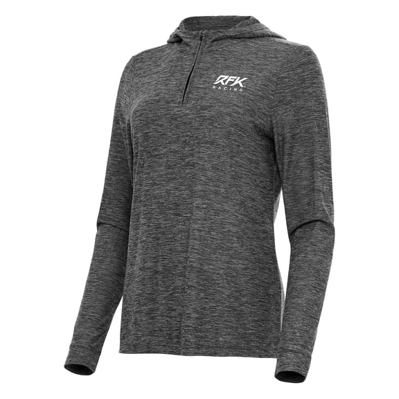 Women's-Antigua Heather Black Roush Fenway Keselowski Racing Daybreak Quarter-Zip Pullover Hoodie