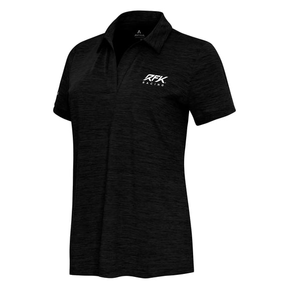 Women's Antigua Heather Black Roush Fenway Keselowski Racing Layout V-Neck Polo