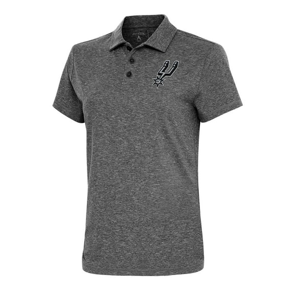 Women's Antigua Heather Black San Antonio Spurs Motivated Polo