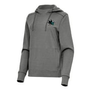 Women's Antigua Heather Black San Jose Sharks Justice Pullover Hoodie