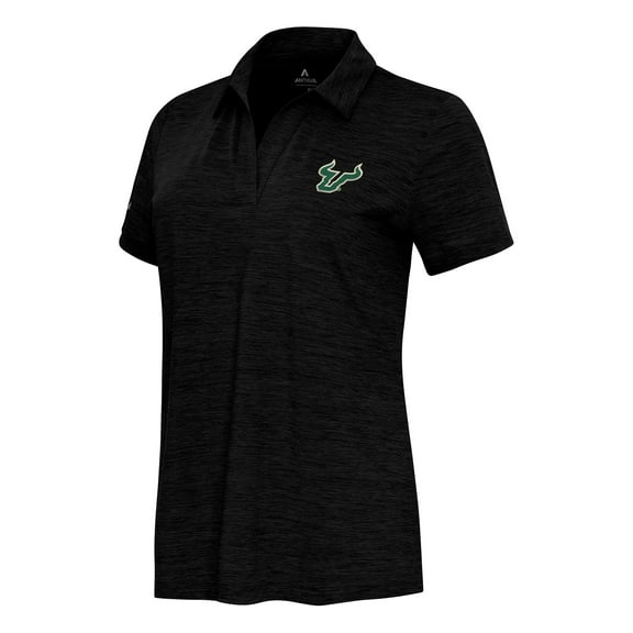 Women's  Antigua Heather Black South Florida Bulls Layout V-Neck Polo