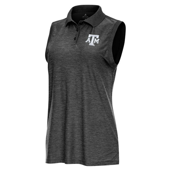 Women's Antigua  Heather Black Texas A&M Aggies Recap Sleeveless Polo