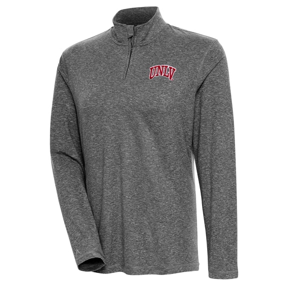 Women's Antigua Heather Black UNLV Rebels Confront Quarter-Zip Pullover Top
