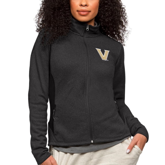 Women's Antigua Heather Black Vanderbilt Commodores Course Full-Zip Jacket
