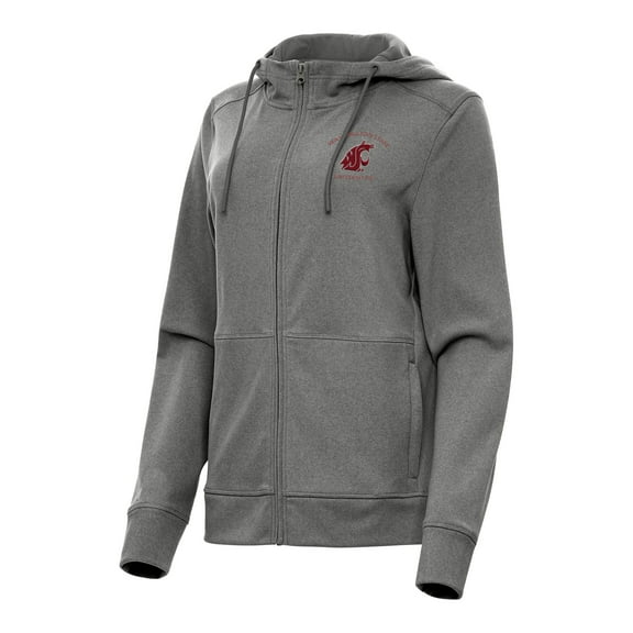 Women's Antigua Heather Black Washington State Cougars Seeker Full-Zip Hoodie