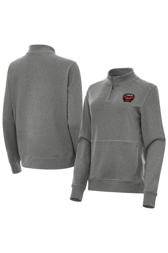 Women's Antigua Heather Black Whelen Modified Tour Merchandise Crush Quarter-Zip Top