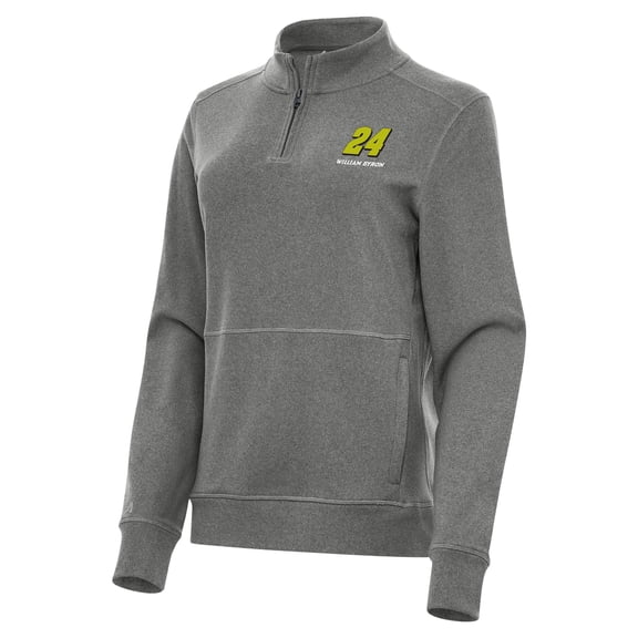Women's-Antigua  Heather Black William Byron Crush Quarter-Zip Sweatshirt