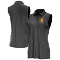 thumbnail image 1 of Women's Antigua  Heather Black Wyoming Cowboys Recap Sleeveless Polo, 1 of 3