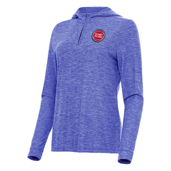 Women's Antigua Heather Blue Detroit Pistons Daybreak Quarter-Zip Hoodie