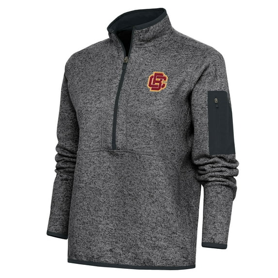 Women's Antigua Heather Charcoal Bethune-Cookman Wildcats Fortune Half-Zip Pullover Top