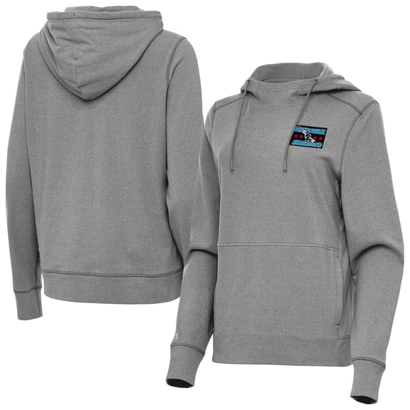 Women's Antigua Heather Charcoal CM Punk Justice Pullover Hoodie