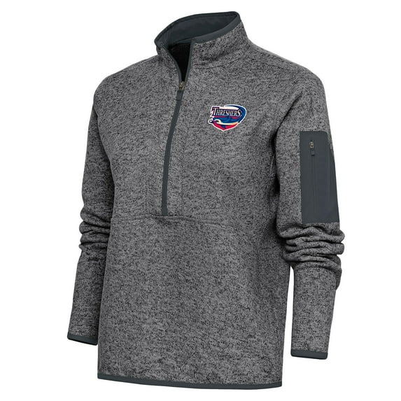 Women's Antigua Heather Charcoal Clearwater Threshers Fortune Half-Zip Pullover Jacket