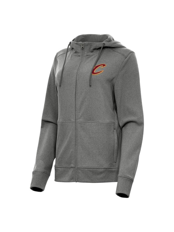 Women's Antigua Heather Charcoal Cleveland Cavaliers Seeker Full-Zip Hoodie Jacket