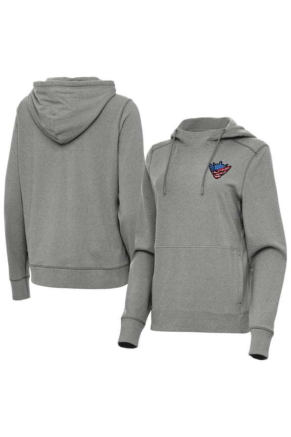 Women's Antigua Heather Charcoal Cody Rhodes Justice Pullover Hoodie