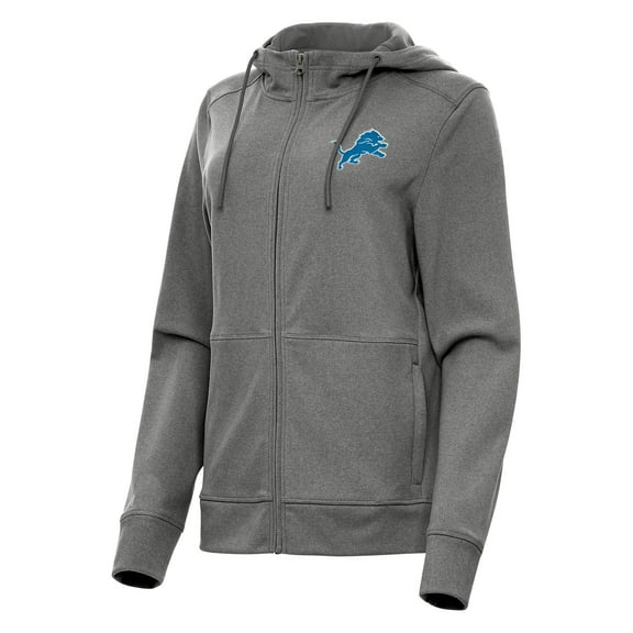 Women's Antigua Heather Charcoal Detroit Lions Seeker Full-Zip Hoodie Jacket