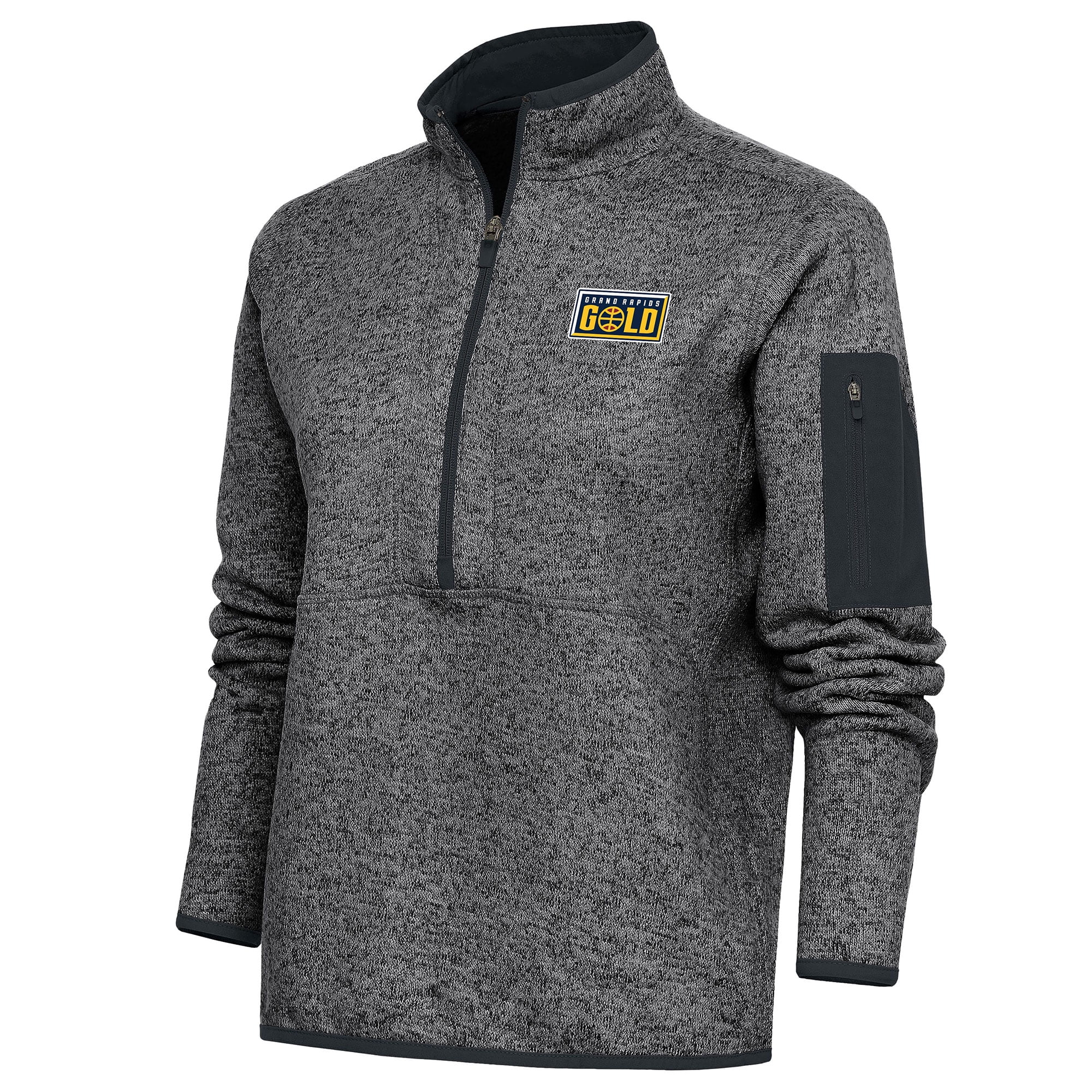 Women's Antigua Heather Charcoal Grand Rapids Gold Fortune HalfZip