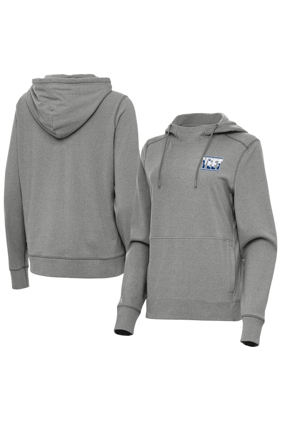 Women's Antigua Heather Charcoal Jey Uso Justice Pullover Hoodie