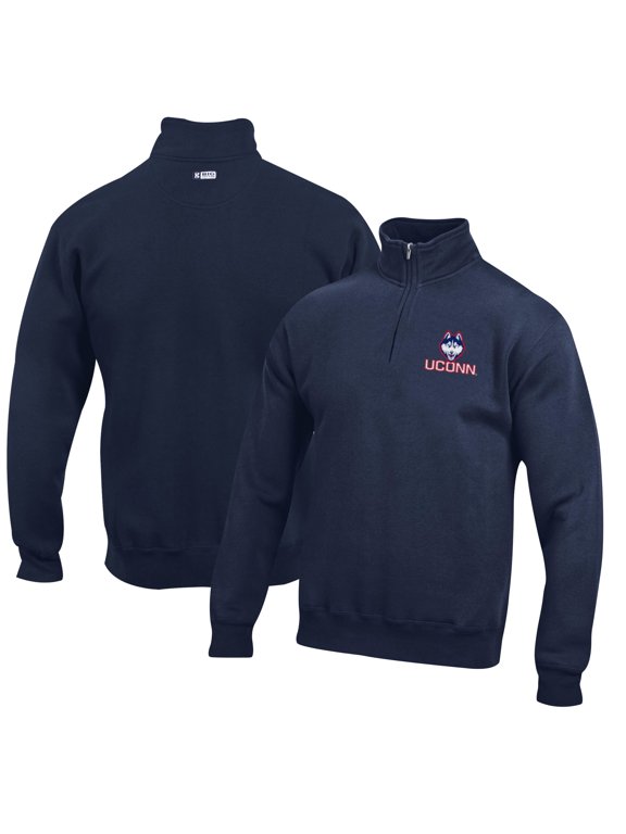 Men's Navy UConn Huskies Big Cotton Quarter-Zip Pullover Sweatshirt
