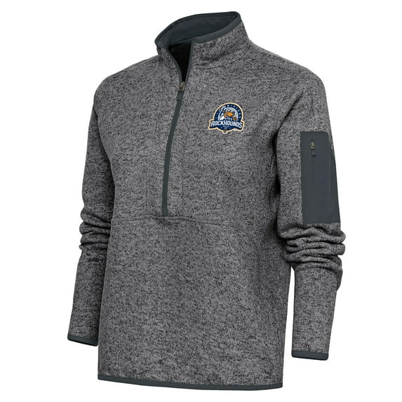 Women's Antigua Heather Charcoal Midland Rockhounds Fortune Half-Zip Pullover Jacket