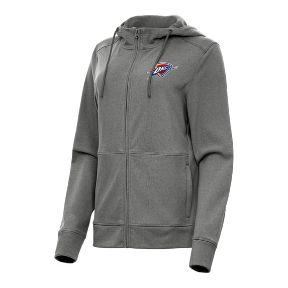 Women's Antigua Heather Charcoal Oklahoma City Thunder Seeker Full-Zip Hoodie Jacket