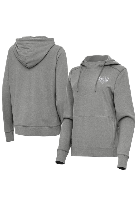 Women's Antigua Heather Charcoal Rhea Ripley Justice Pullover Hoodie