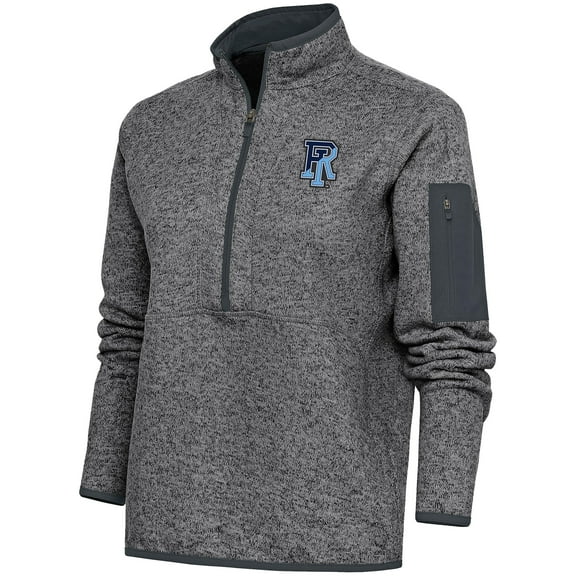 Women's Antigua  Heather Charcoal Rhode Island Rams Fortune Half-Zip Jacket