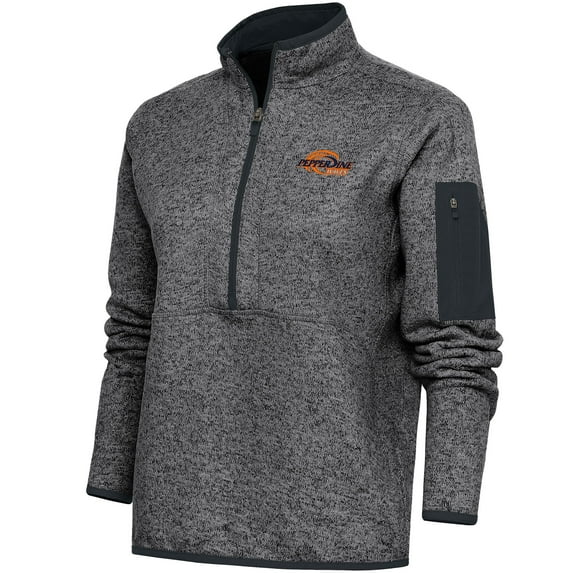 Women's Antigua Heather CharcoalPepperdine Waves Fortune Half-Zip Pullover Jacket
