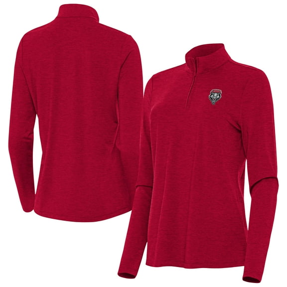 Women's Antigua Heather Cherry New Mexico Lobos Bright Quarter-Zip Top