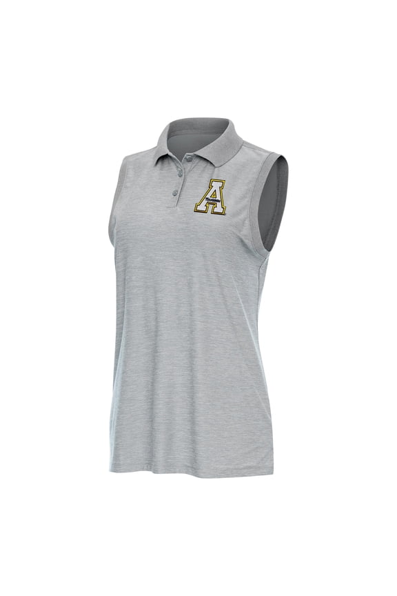 Women's Antigua Heather Gray Appalachian State Mountaineers Recap Sleeveless Polo