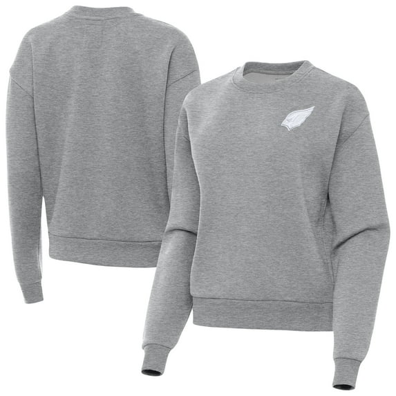 Women's Antigua Heather Gray Arizona Cardinals Victory Crew Pullover Sweatshirt