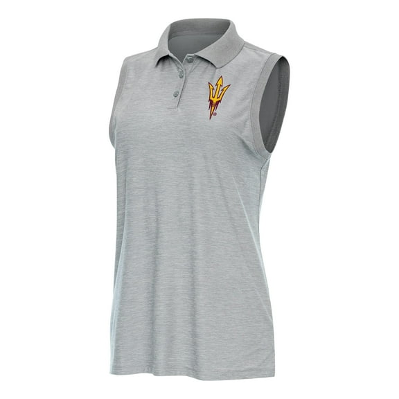 Women's Antigua  Heather Gray Arizona State Sun Devils Recap Sleeveless Polo