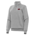thumbnail image 1 of Women's Antigua Heather Gray Arkansas Razorbacks Victory Quarter-Zip Sweatshirt, 1 of 1