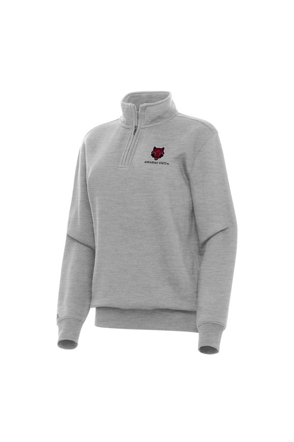 Women's Antigua Heather Gray Arkansas State Red Wolves Victory Quarter-Zip Sweatshirt