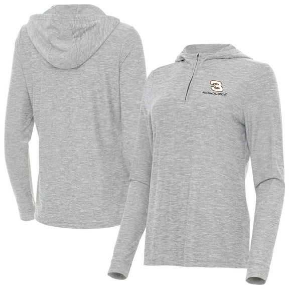 Women's-Antigua  Heather Gray Austin Dillon Daybreak Quarter-Zip Pullover Hoodie