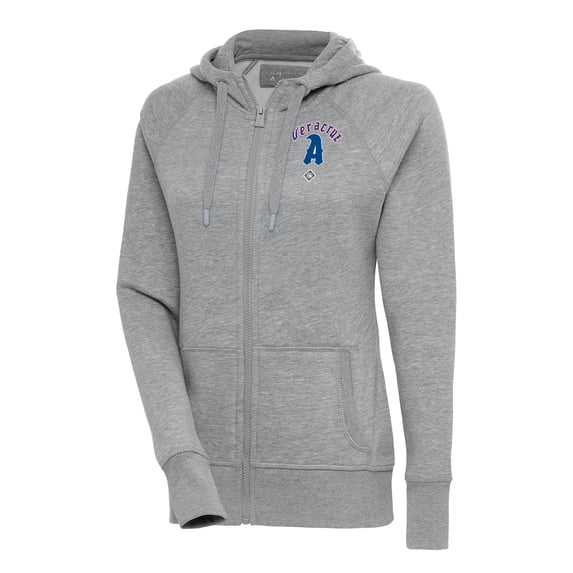 Women's Antigua Heather Gray Azules de Veracruz Victory Full-Zip Hoodie