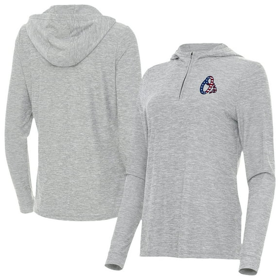 Women's Antigua Heather Gray Baltimore Orioles Daybreak Quarter-Zip Hoodie