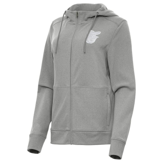 Women's Antigua Heather Gray Baltimore Orioles Seeker Full-Zip Hoodie Jacket