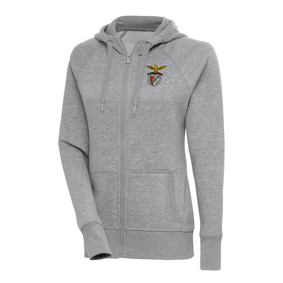 Women's Antigua Heather Gray Benfica Takeover Full-Zip Hoodie Jacket