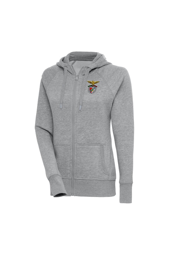 Women's Antigua Heather Gray Benfica Takeover Full-Zip Hoodie Jacket