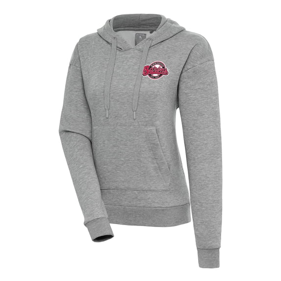 Women's Antigua Heather Gray Birmingham Barons Victory Pullover Hoodie