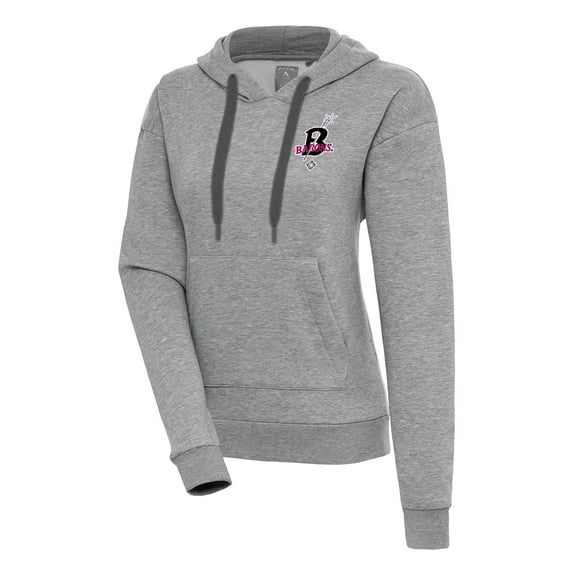 Women's Antigua Heather Gray Birmingham Black Barons Victory Pullover Hoodie