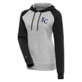 thumbnail image 1 of Women's Antigua  Heather Gray/Black Kansas City Royals Victory Raglan Sleeve Pullover Hoodie, 1 of 1
